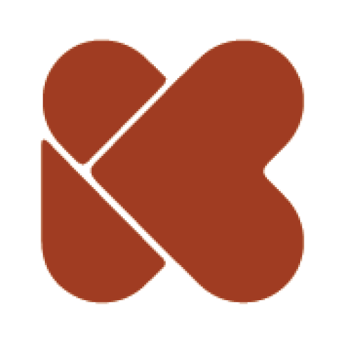 K shape comprised of a heart