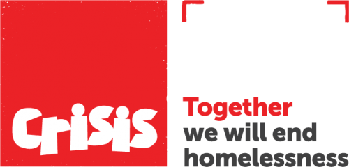 Red box with Crisis written in white and to the right it says Together we will end homelessness.
