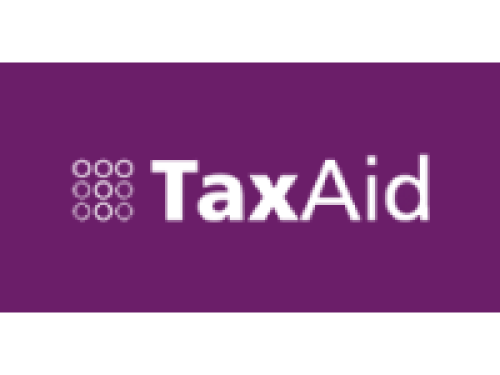 Tax aid written on purple background
