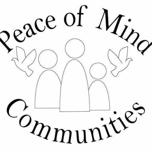 Peace of Mind communities with stylised people and doves