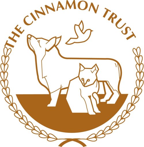Brown on white circular logo with The Cinnamon Trust written above and a dog, cat an bird in the centre.
