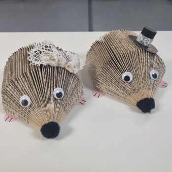Book Folded Bride and Groom Hedgehogs
