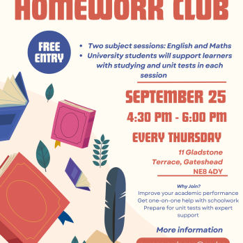 What’s in the Homework Club?  Two focused sessions: English and Maths  University student mentors to help with studying and revision  Unit tests in each subject to track progress  A friendly, supportive learning environment to help you succeed