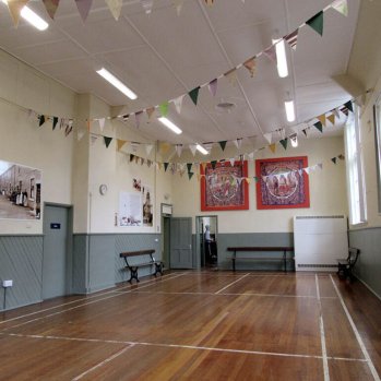 Inside the Clara Vale village hall 