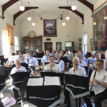showing the band at Beamish Miners Hall