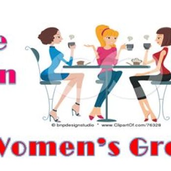 cartoon of 3 women sitting around a table talking 