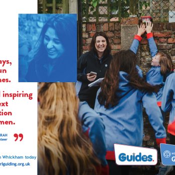 A leader working with a group of Guides