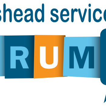 Shades of blue and orange logo with words Gateshead Service User Forum on
