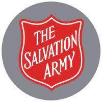 The Salvation Army logo, written on a red crest against a grey circle background