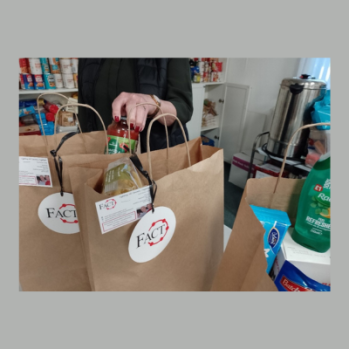 Image of bags with FACT written on them