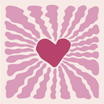 Picture of a dark pink heart with pink wavy background