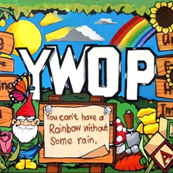 YWOP surrounded by signposts offering support.